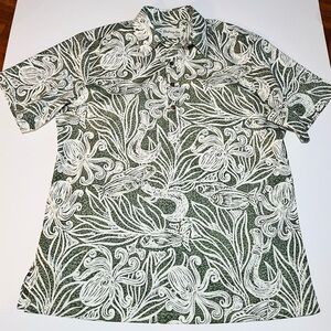 Vintage Bishop Sr Aloha Muted Print Octopus, tropical Fish Maui Hook USA shirt
